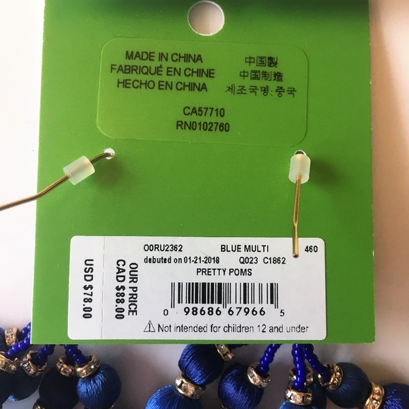 KATE SPADE Pretty Poms Tassel Dangle Earrings BLUE - Picture 5 of 6